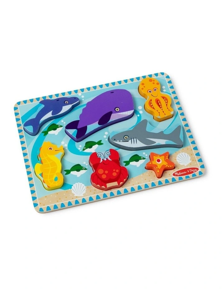 Melissa & Doug Sea Life Chunky Puzzle Extra Thick Wooden Kids Jigsaw 2y image 2