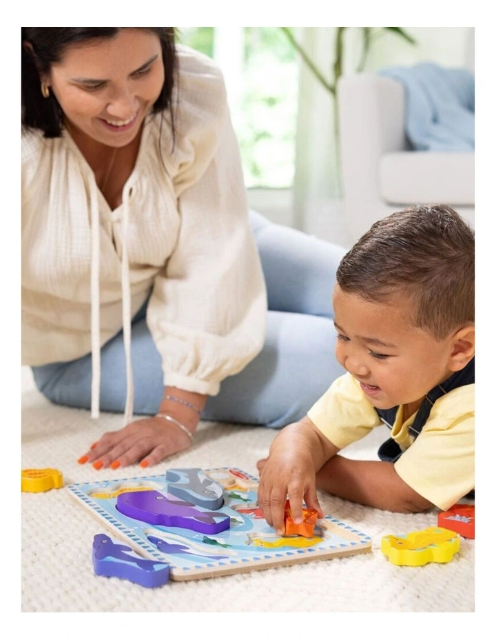 Melissa & Doug Sea Life Chunky Puzzle Extra Thick Wooden Kids Jigsaw 2y image 3