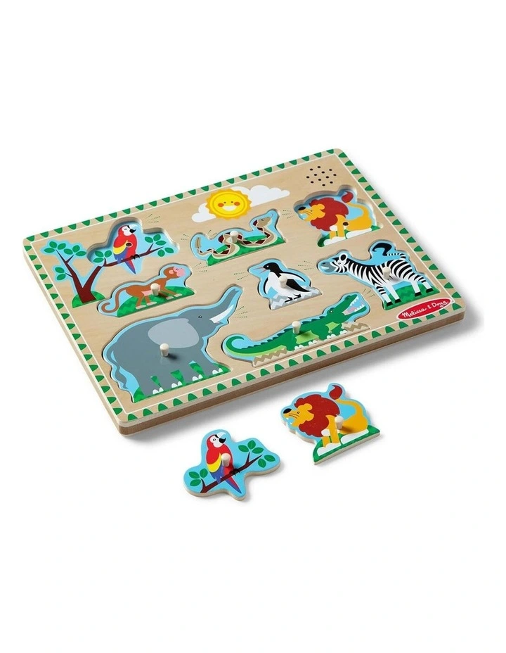 8pc Melissa & Doug Zoo Animals Wooden Sound Puzzle Kids Toy Jigsaw 2y image 2