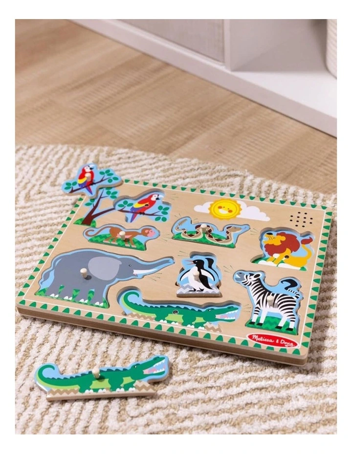 8pc Melissa & Doug Zoo Animals Wooden Sound Puzzle Kids Toy Jigsaw 2y image 3