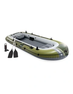 Intex Seahawk 4 Inflatable Boat Set With Aluminium Oars Pump Green
