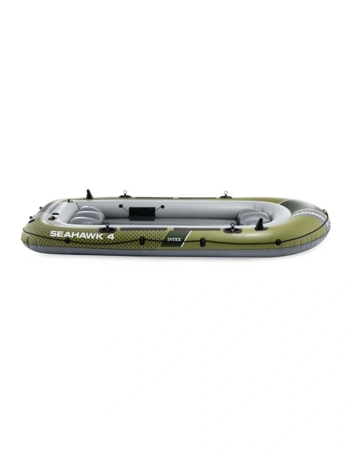 Intex Seahawk 4 Inflatable Boat Set With Aluminium Oars Pump Green image 3