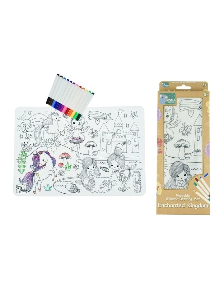 Koala Dream Reusable Silicone Drawing Mat Enchanted Kingdom 12 Markers 3 image 1