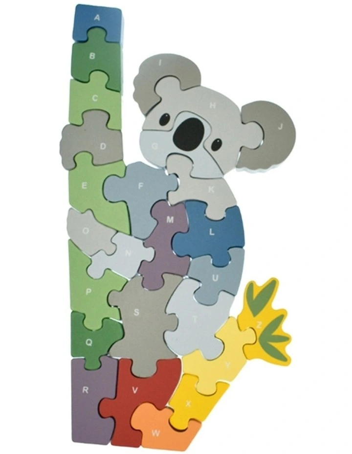 Kaper Kidz 3pc Koala Elephant Dinosaur A-Z Chunky Jigsaw Puzzle Set Kids 3y image 3