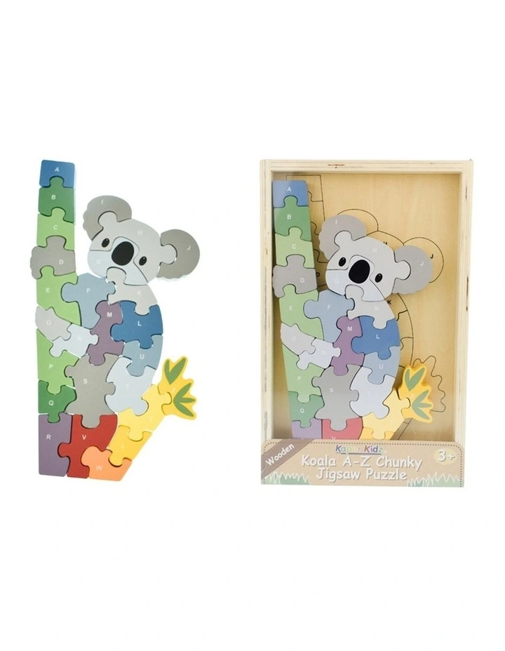 Kaper Kidz 3pc Koala Elephant Dinosaur A-Z Chunky Jigsaw Puzzle Set Kids 3y image 5