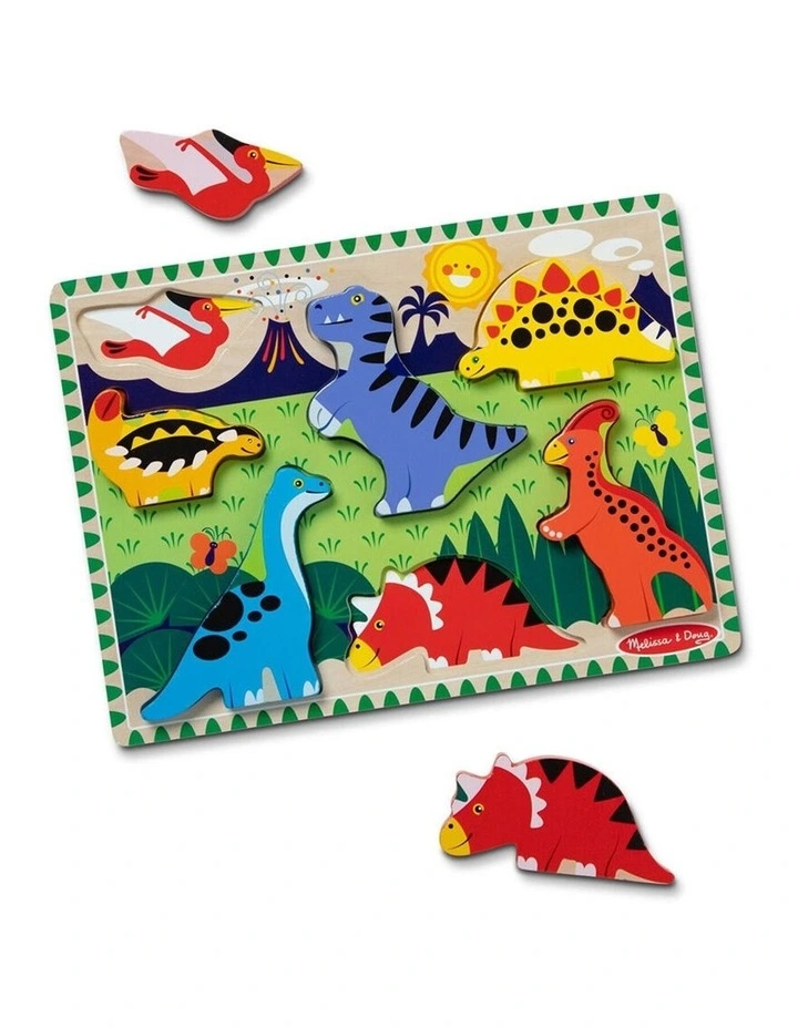 Melissa & Doug Dinosaurs Chunky Puzzle Extra Thick Wooden Kids Jigsaw 2y image 1