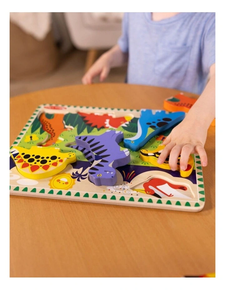 Melissa & Doug Dinosaurs Chunky Puzzle Extra Thick Wooden Kids Jigsaw 2y image 2