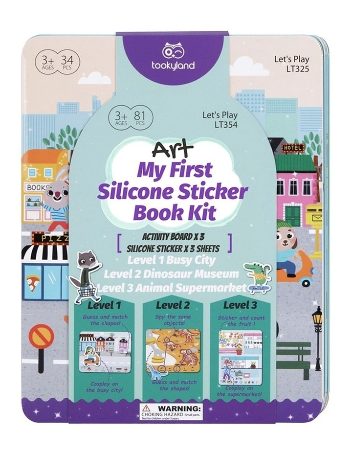Tookyland Silicone Sticker Kids Activity Book Busy City 33pcs 3 Reusable image 1
