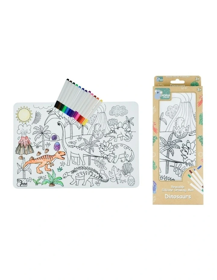 Koala Dream Reusable Silicone Drawing Mat Dinosaurs with 12 Markers 3 image 1