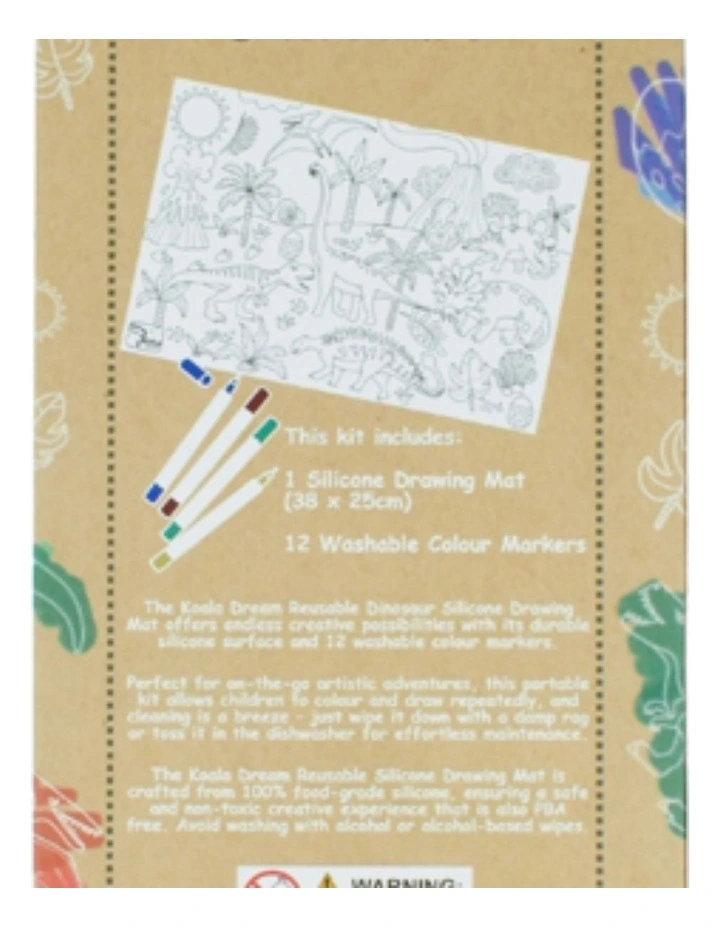 Koala Dream Reusable Silicone Drawing Mat Dinosaurs with 12 Markers 3 image 2