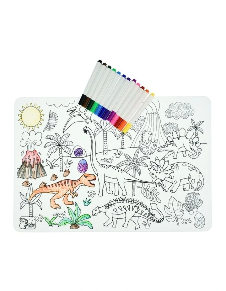 Koala Dream Reusable Silicone Drawing Mat Dinosaurs with 12 Markers 3 image 3