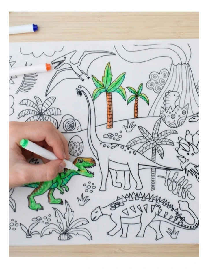 Koala Dream Reusable Silicone Drawing Mat Dinosaurs with 12 Markers 3 image 7
