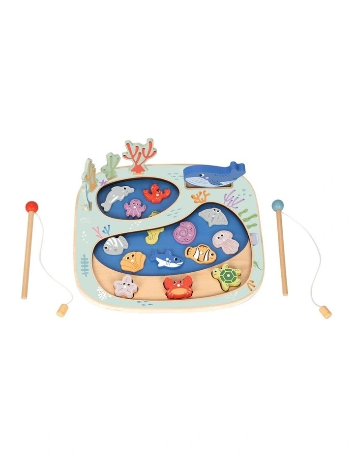 Tooky Toy Rockpool Fishing And Balance Game Kids Toy 3y Educational Wooden image 1