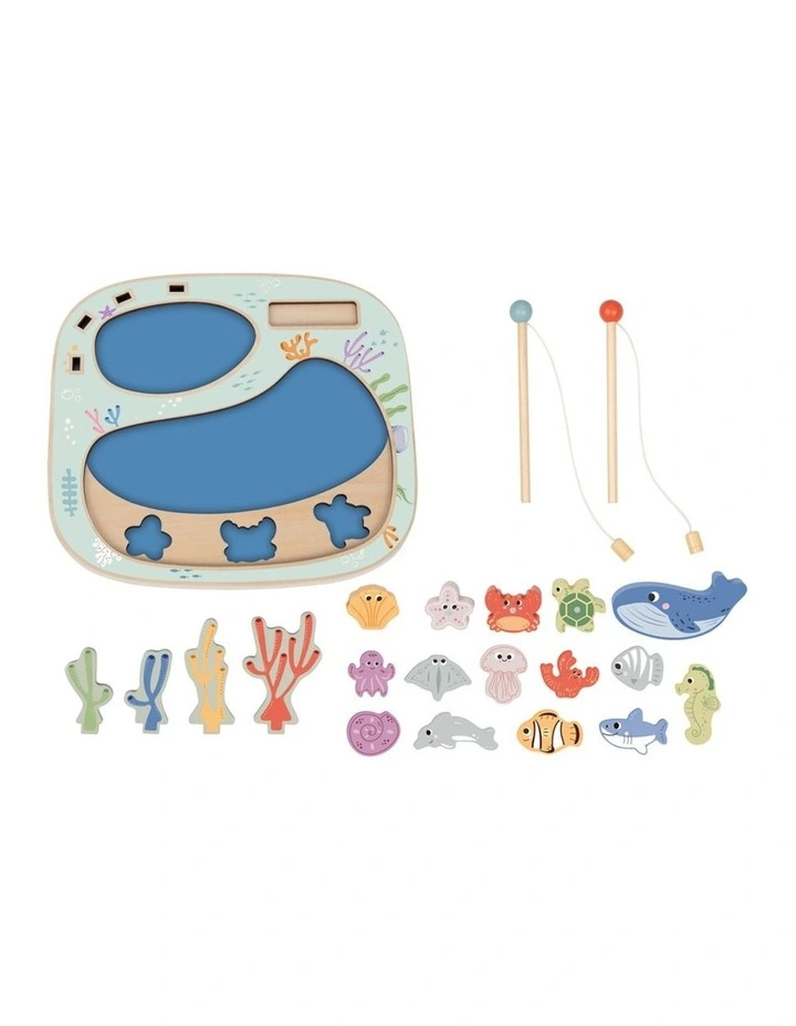 Tooky Toy Rockpool Fishing And Balance Game Kids Toy 3y Educational Wooden image 3