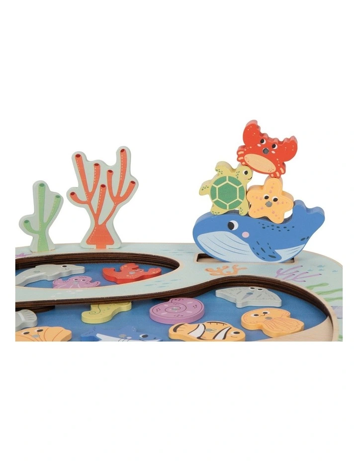 Tooky Toy Rockpool Fishing And Balance Game Kids Toy 3y Educational Wooden image 4