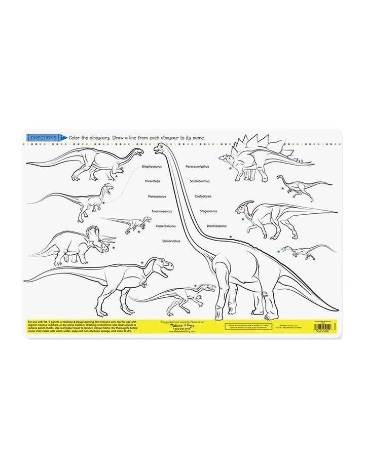 Melissa & Doug Dinosaurs Colour-A-Mat Bundle Of 6 Educational Kids Toy 3y image 2