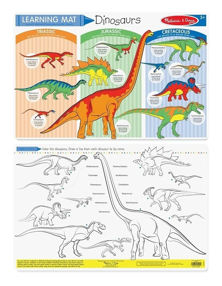 Melissa & Doug Dinosaurs Colour-A-Mat Bundle Of 6 Educational Kids Toy 3y image 3