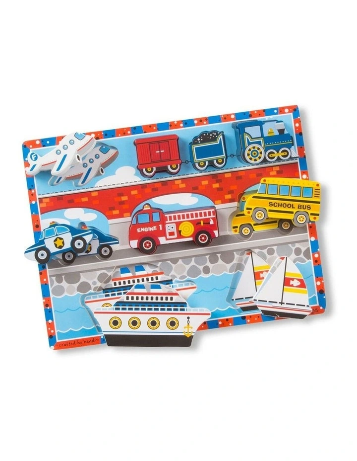 Melissa & Doug Vehicles Chunky Puzzle Extra Thick Wooden Kids Jigsaw 2y image 1