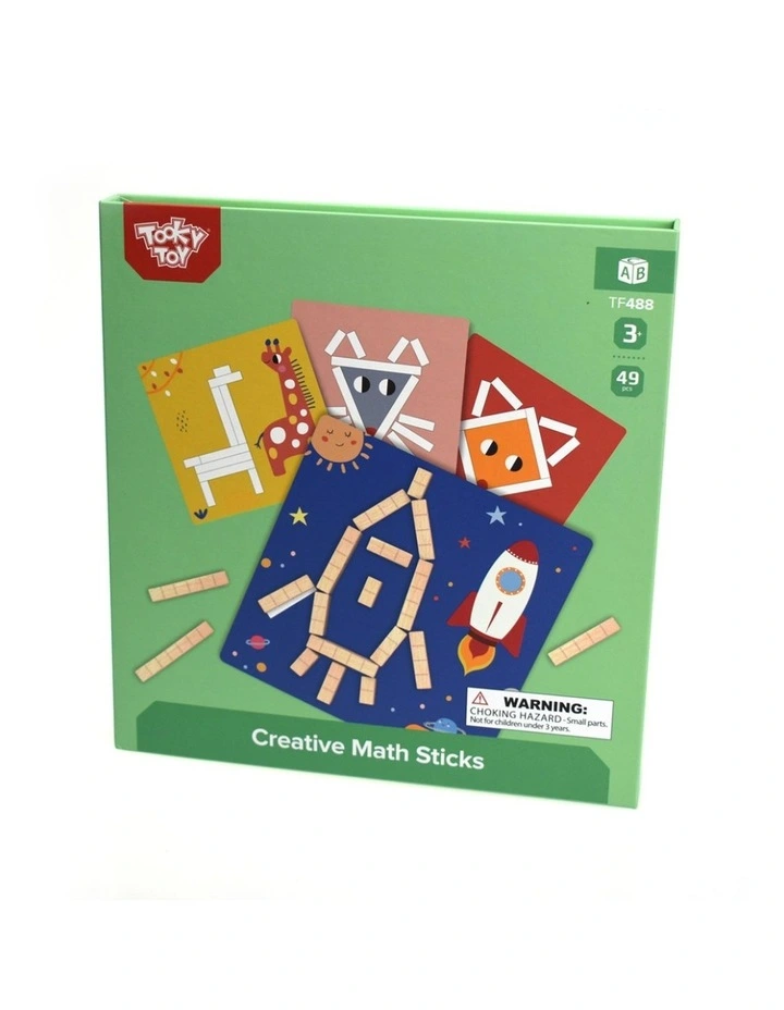 49pc Tooky Toy Creative Math Sticks Puzzle Game Wooden Magnetic Kids 3y image 1
