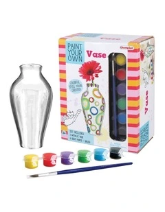 Kaper Kidz Pyo Metallic Painted Vase Craft Kit With Paints And Brush 8y 