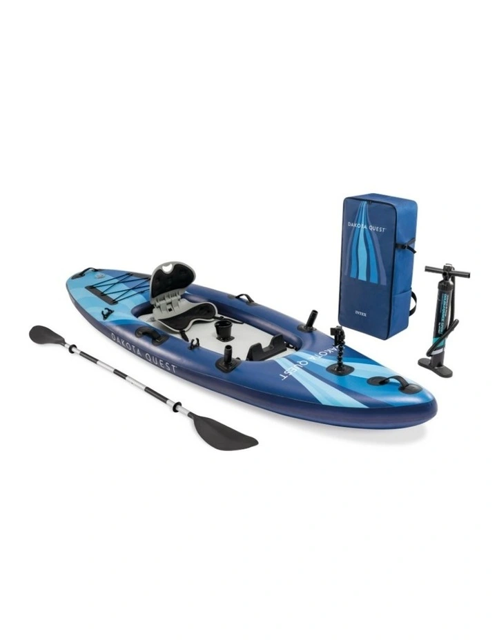 Intex Dakota Quest Sit-On-Top Inflatable Kayak Blue With Paddle Pump image 3