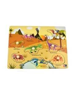 Koala Dream 2 In 1 Dinosaur Peg Wooden Puzzle Educational Toy 18m 