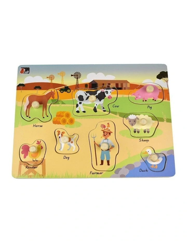 Koala Dream Wooden Peg Puzzle Aussie Wild Farm Animal Early Learning 18m image 2