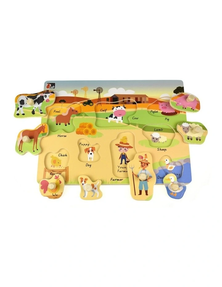 Koala Dream Wooden Peg Puzzle Aussie Wild Farm Animal Early Learning 18m image 3