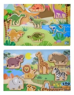 Koala Dream Wooden Chunky Educational Puzzle Zoo Animals & Dinosaurs