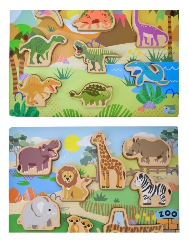 Koala Dream Wooden Chunky Educational Puzzle Zoo Animals & Dinosaurs image 1