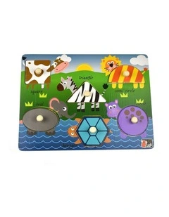 Koala Dream 2 In 1 Safari Animal Shape Early Learning Peg Puzzle 18m 
