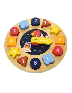 Koala Dream Space Clock Wooden Shape Sorter Puzzle Educational Toy 12m 