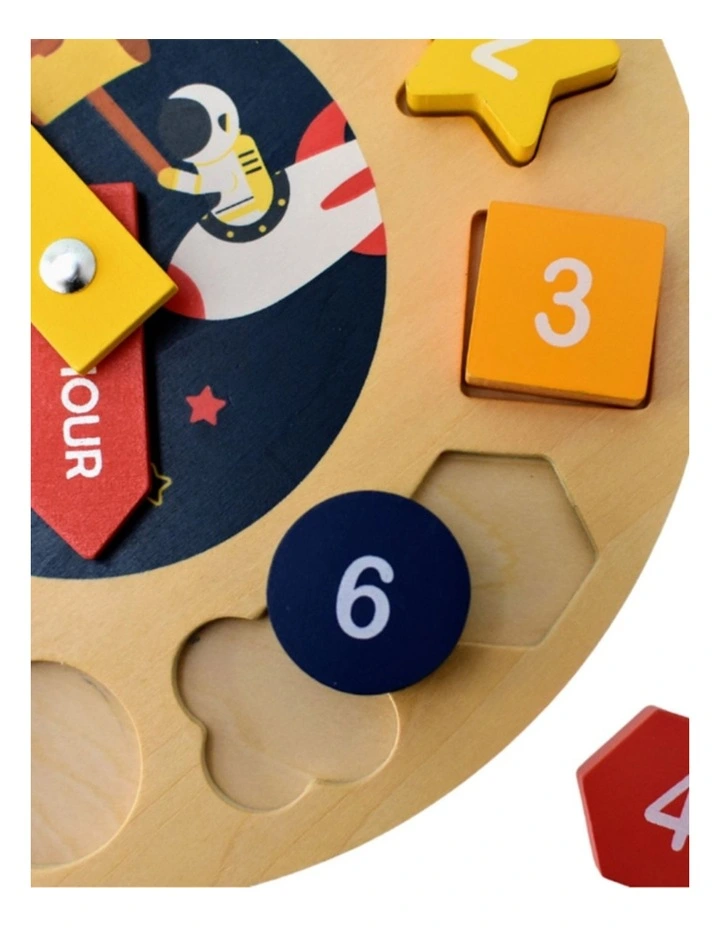 Koala Dream Space Clock Wooden Shape Sorter Puzzle Educational Toy 12m image 4