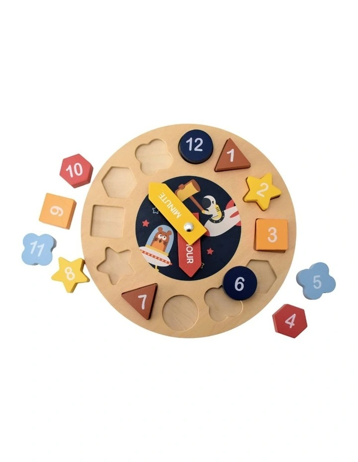 Koala Dream Space Clock Wooden Shape Sorter Puzzle Educational Toy 12m image 5
