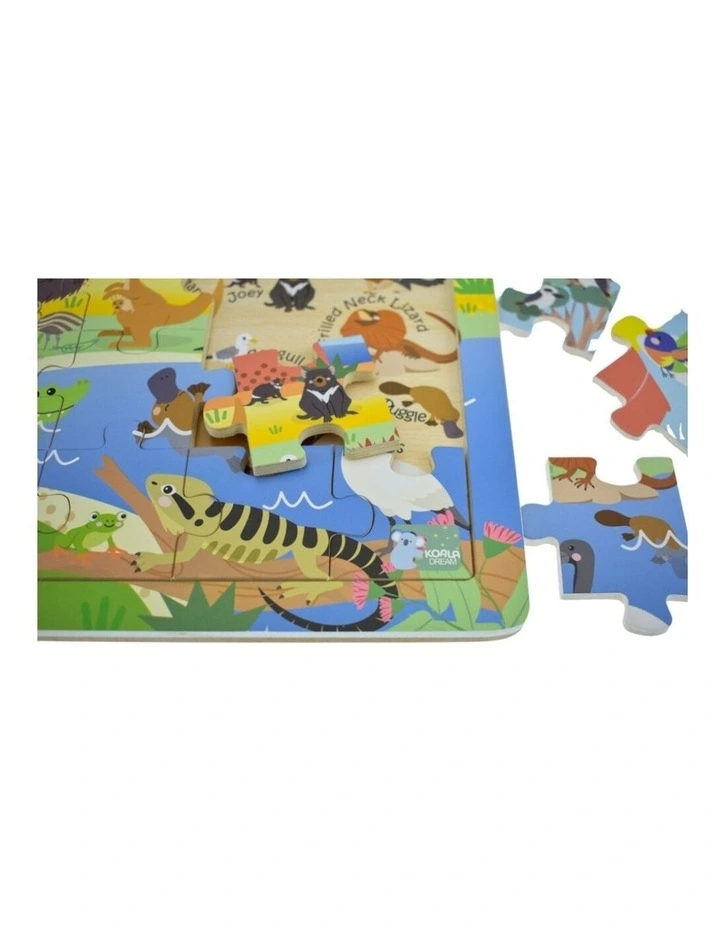 24pc Koala Dream Aussie Animals Names Jigsaw Puzzle Kids Toy 18m Wooden image 3