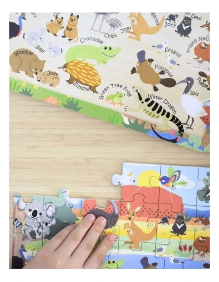 24pc Koala Dream Aussie Animals Names Jigsaw Puzzle Kids Toy 18m Wooden image 5