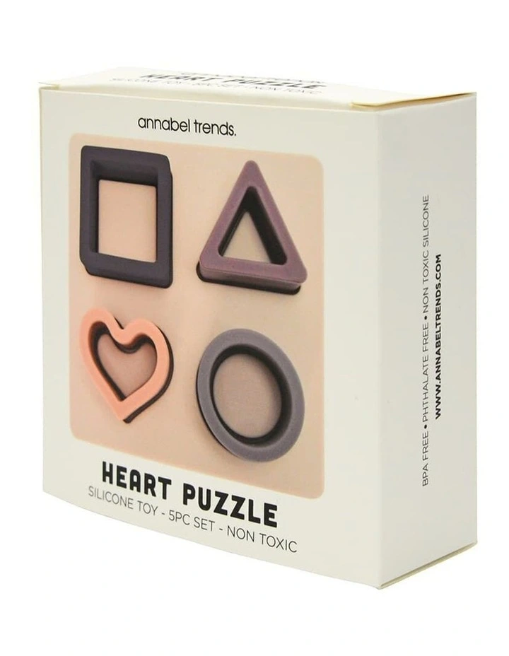 Annabel Trends Silicone Puzzle Play Toy Teether Star Heart Set 12x4.5cm image 4