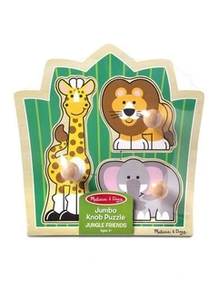 3pc Melissa & Doug Jungle Friends Knob Puzzle Wooden Toy Kids 12m 