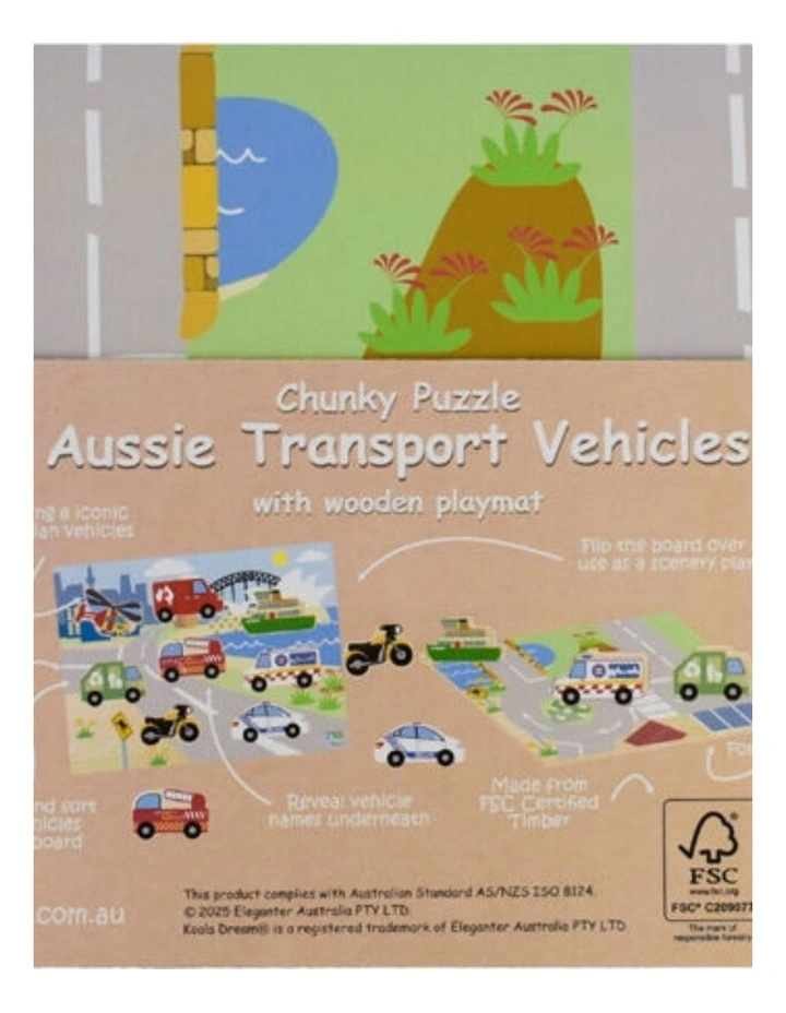 Koala Dream Wooden Chunky Aussie Transport Vehicle Kids Toy Puzzle 12m  image 4