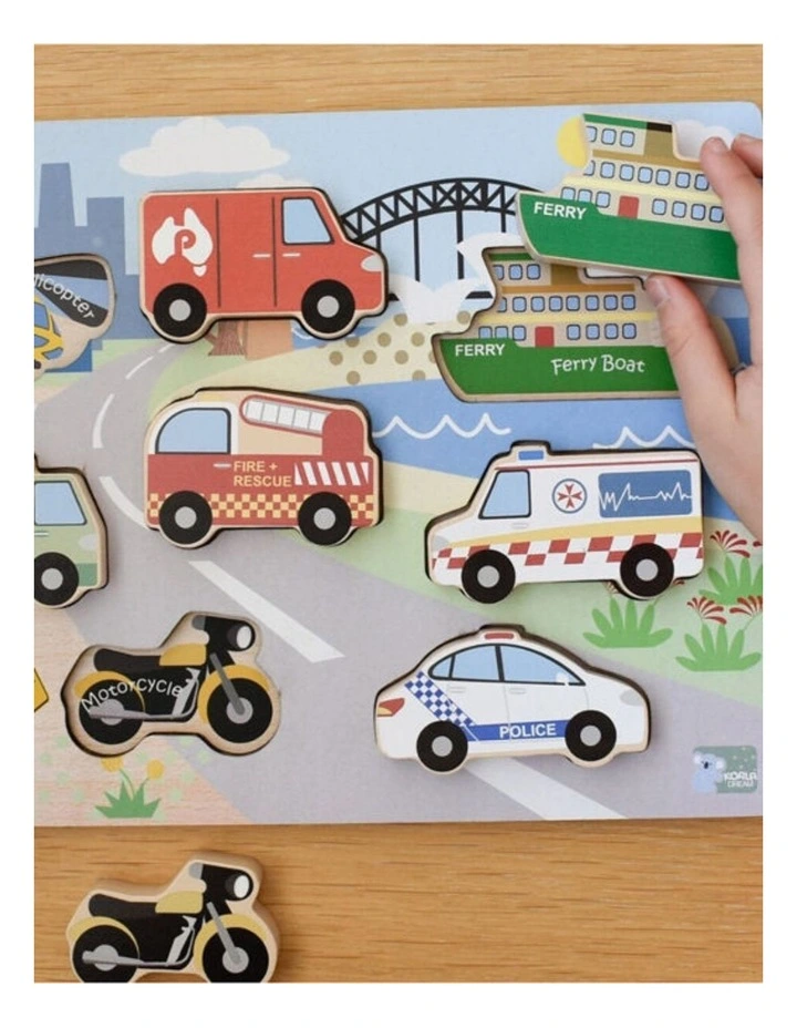Koala Dream Wooden Chunky Aussie Transport Vehicle Kids Toy Puzzle 12m  image 5