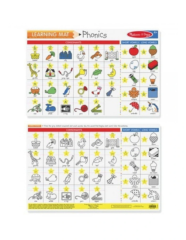 6pc Melissa & Doug Phonics Write-A-Mat Educational Kids Toy 4y image 1