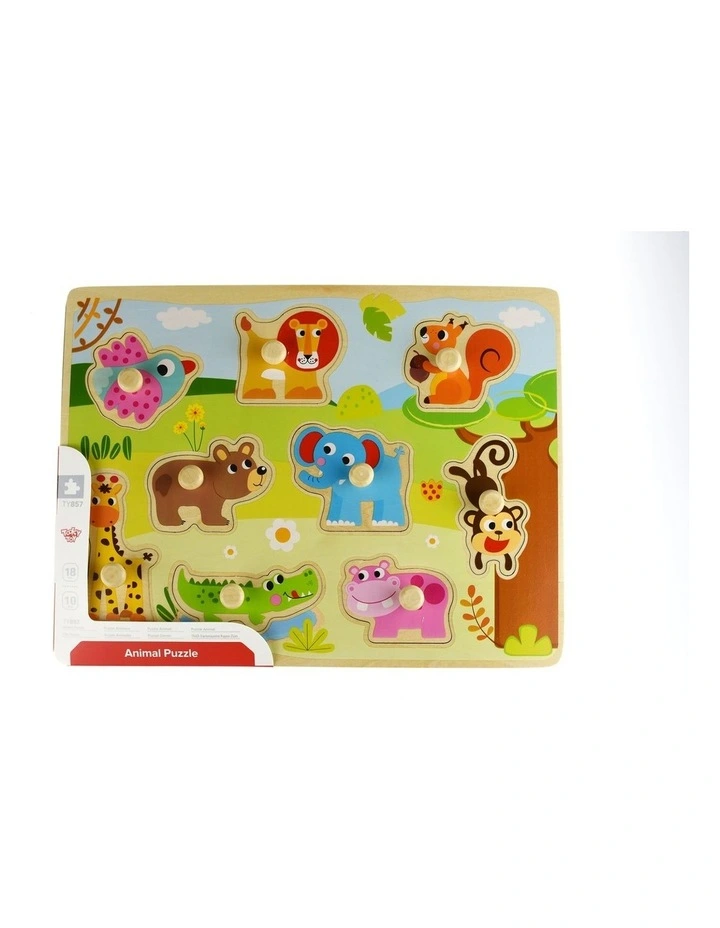 Tooky Toy Wooden Animal Peg Kids Learning Puzzle Educational 18m image 2