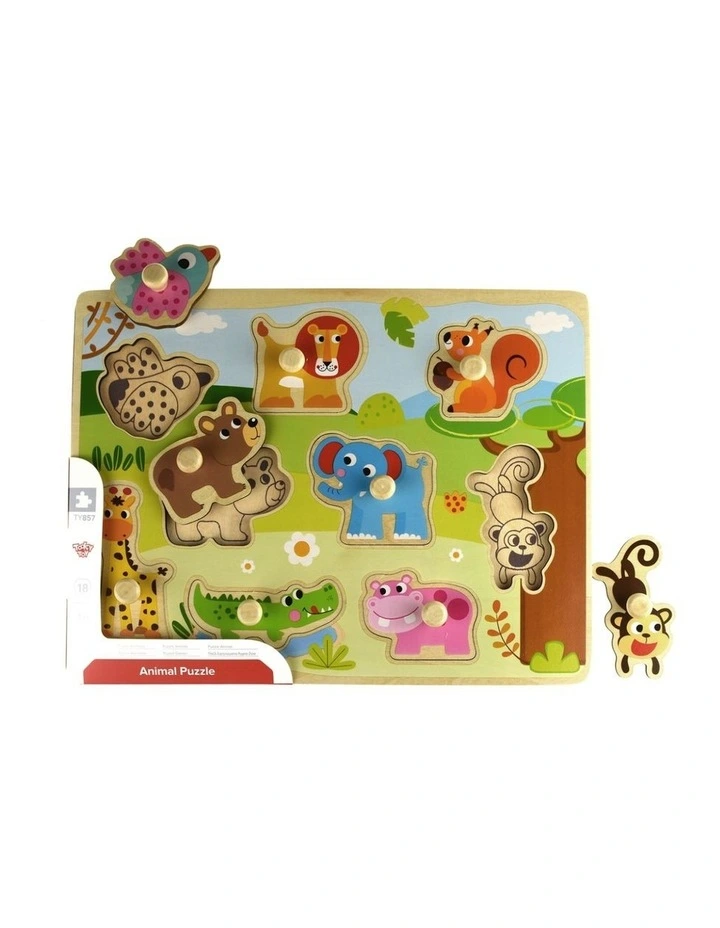 Tooky Toy Wooden Animal Peg Kids Learning Puzzle Educational 18m image 3