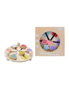 Kaper Kidz Wooden Shape And Colour Match Table Toy Kids Educational 12m 