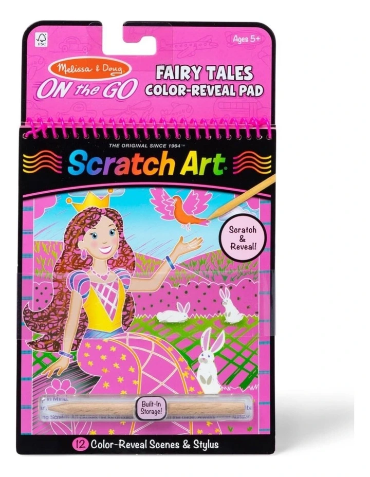 Melissa & Doug On The Go Scratch Art Color-Reveal Pad Fairy Tales Toy 5y image 1