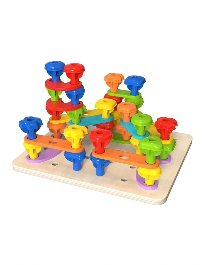 53pc Tooky Toy Rainbow Stacking Pegs Educational Game 3y image 4