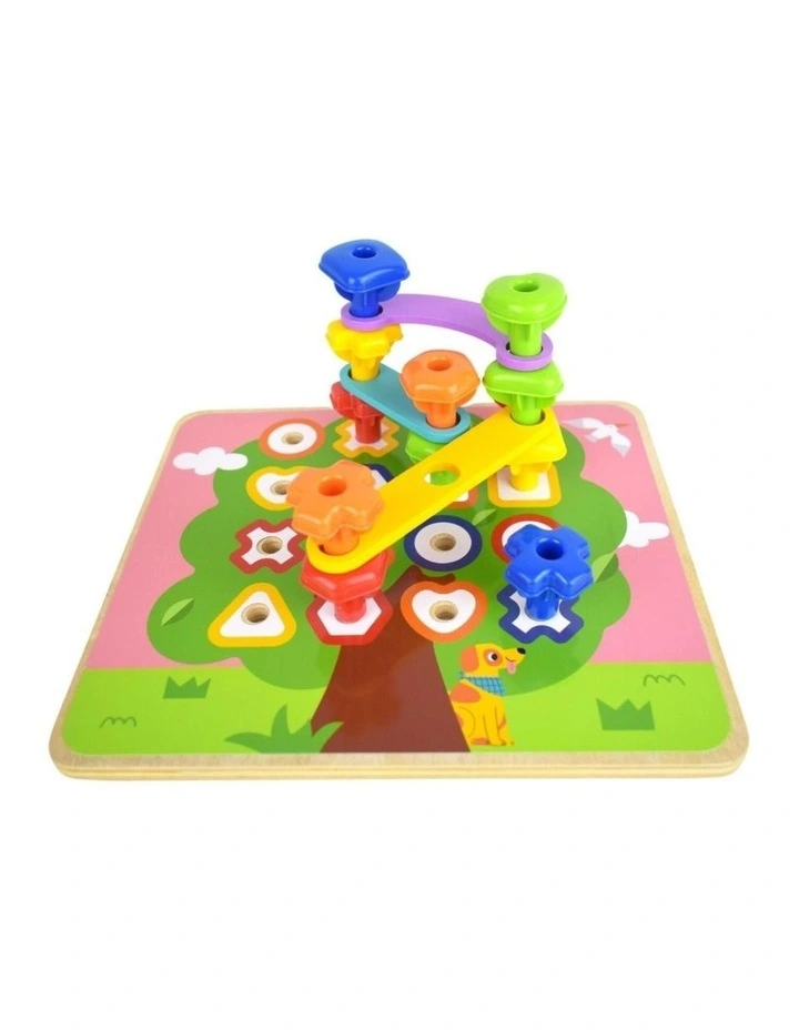 53pc Tooky Toy Rainbow Stacking Pegs Educational Game 3y image 5