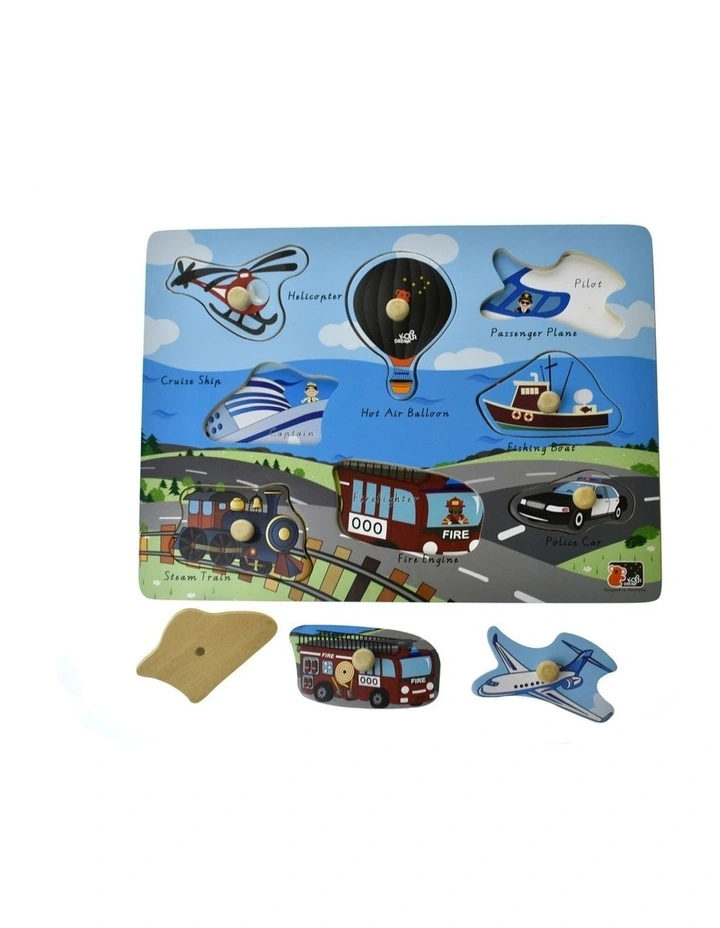 Koala Dream 2 In 1 Transport Peg Puzzle Wooden Toy 9 Pieces Plywood Kids 10m  image 1