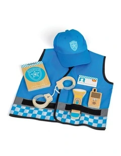 Bigjigs Toys Police Vest And Cap Dress Up Kids Pretend Play 3-5y Cotton