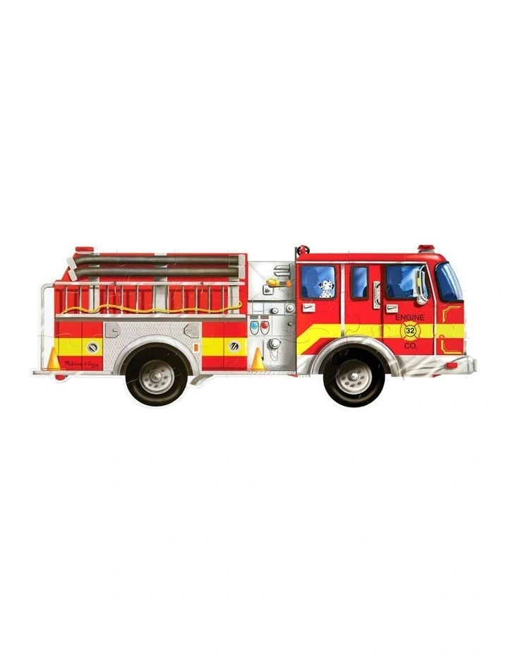 24pc Melissa & Doug Giant Fire Truck Floor Puzzle Wooden Jigsaw Kids 3y image 1